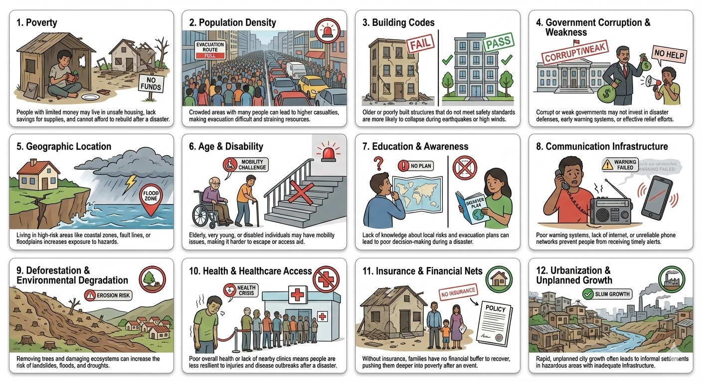 Twelve factors that may affect vulnerability