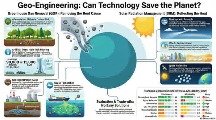 Geoengineering: greenhouse-gas removal and solar-radiation management